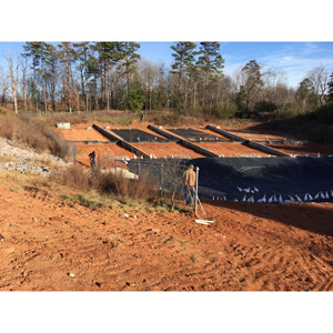 Sand filter project with impermeable liner.